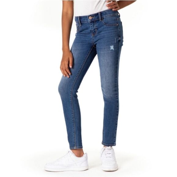 Girls Destructed Super Skinny Jean Pants & Elastic Waist Top 2-Piece Set Size 18 - Picture 9 of 13